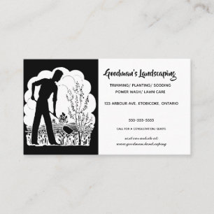 Carte De Visite Silhouette modifiable d'un jardinier Paysage