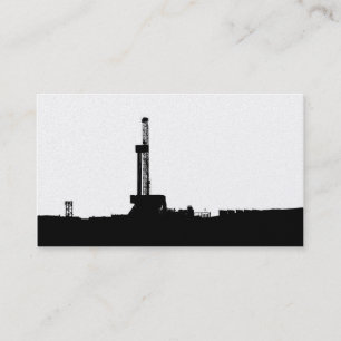 Carte De Visite Silhouette noire de plate-forme de forage sur
