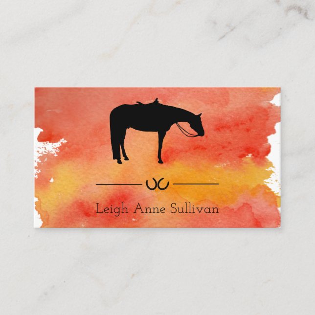 Carte De Visite Silhouette occidentale noire de cheval sur (Devant)