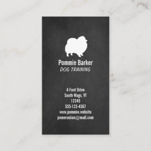 Carte De Visite Silhouette Poméranie Blanche - Style Chalboard
