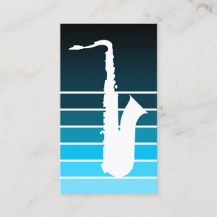 Carte De Visite silhouette saxophone : fondu bleu