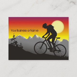 Carte De Visite Silhouette Vélo de Montagne Coucher du soleil