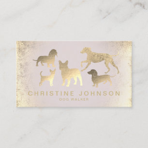 Carte De Visite silhouettes de faux chiens en feuille d'or