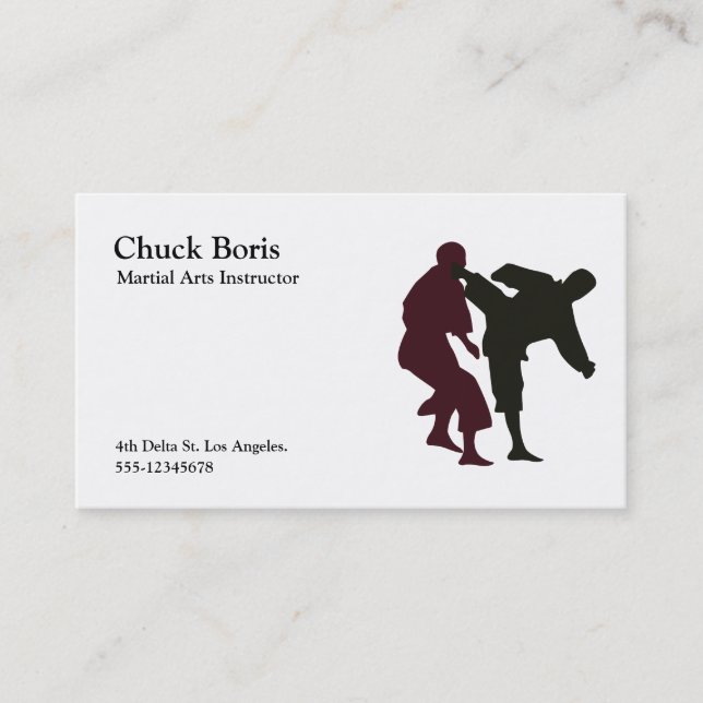 Carte De Visite Silhouettes des artistes martiaux pendant un (Devant)