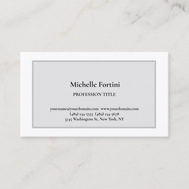 Carte De Visite Silk Premium Elegant Plain Simple Minimaliste Gris (Devant)