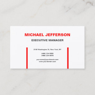 Carte De Visite Silk tendance moderne élégant simple rouge blanc b