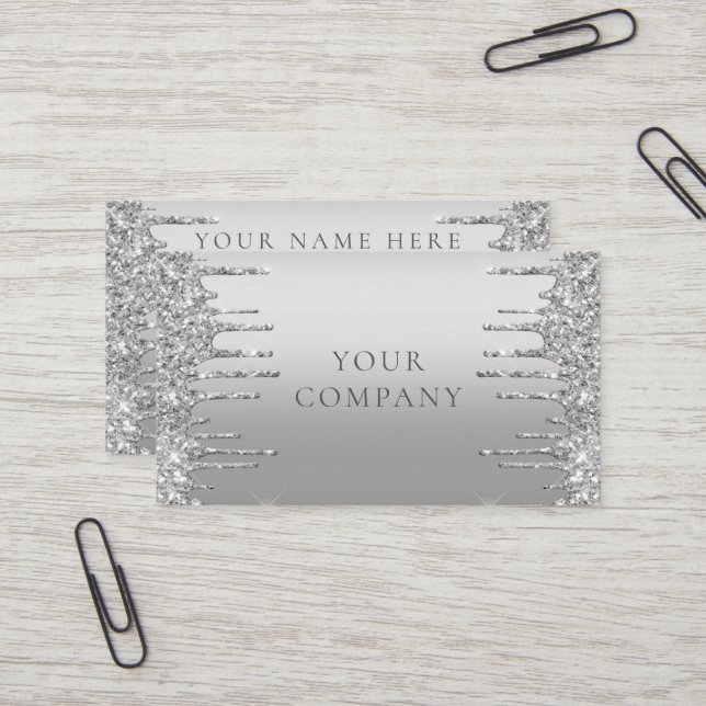 Carte De Visite Silver Blush Parties scintillant Éclairage Drivers (Devant/Arrière en situation)