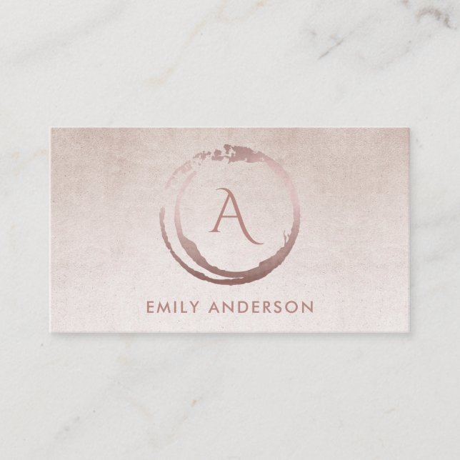 CARTE DE VISITE SILVER BLUSH ROSE BRUSH MARK CERCLE LOGO MONOGRAMM (Devant)