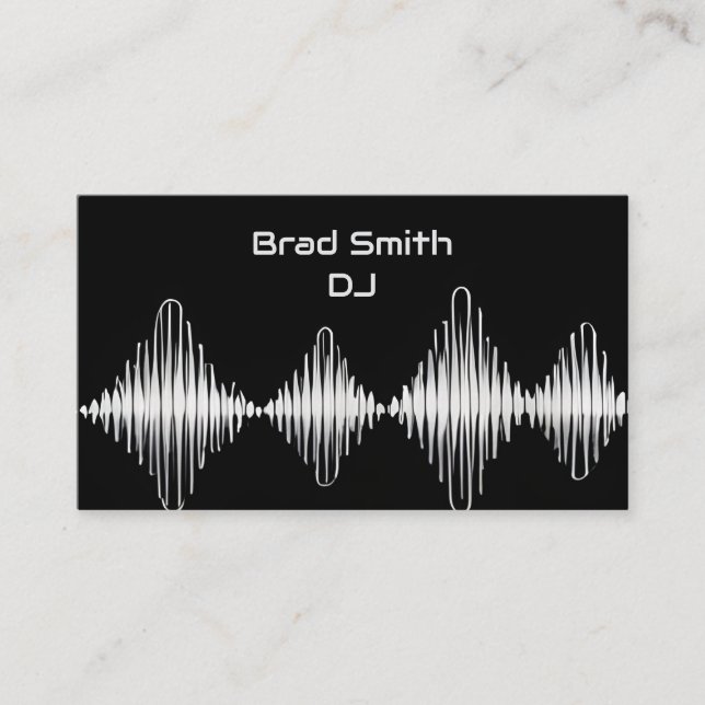 Carte De Visite Silver et Black Equalizer Waves DJ Sound Tech (Devant)