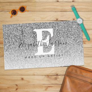 Carte De Visite Silver Glitter Makeup Artist Hair Salon