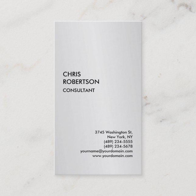 Carte De Visite Silver Grey exclusif Moderne Unique (Devant)