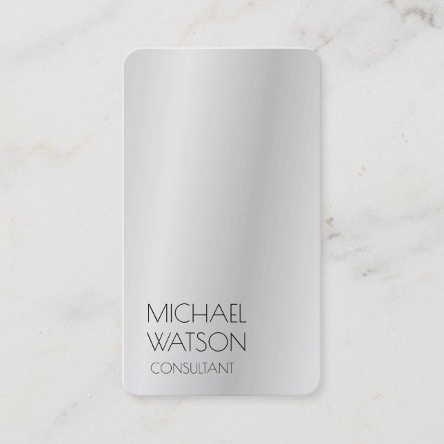 Carte De Visite Silver Grey Simple Plain Professionnel tendance (Devant)