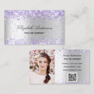 Carte De Visite Silver lavande photo code QR