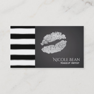 Carte De Visite Silver Lips Glam Chic Beauty Salon Maquillage