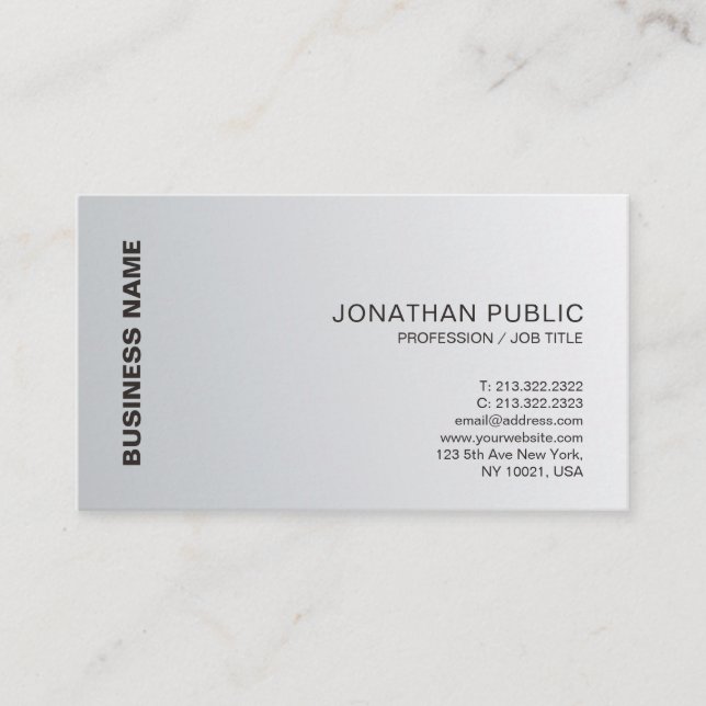 Carte De Visite Silver Look Chic Design élégant Luxe Professionnel (Devant)