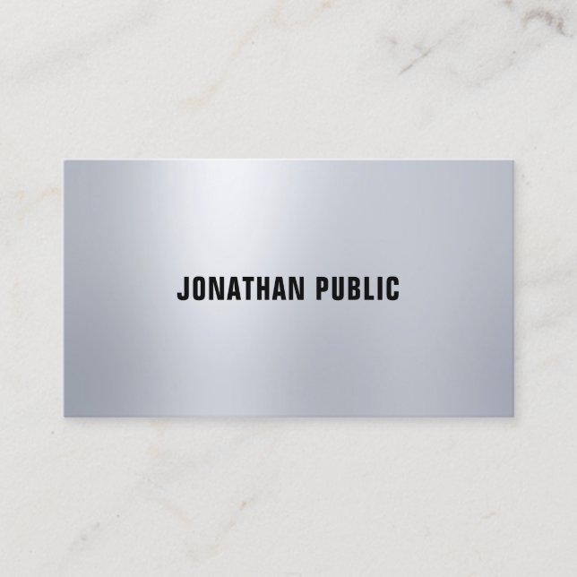 Carte De Visite Silver Look élégant moderne professionnel Plain Lu (Devant)