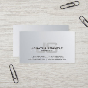 Carte De Visite Silver Look Elegant Monogramme Design Professionne