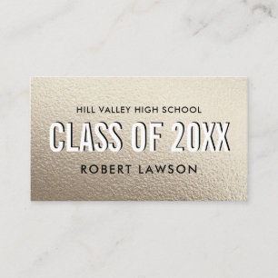 Carte De Visite Silver Metallic Class Graduation Nom Icône sociale