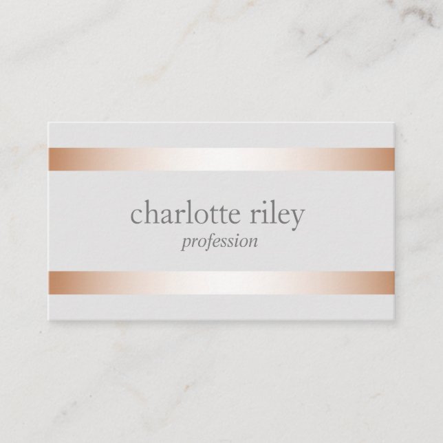 Carte De Visite Silver Moderne Rose Gold Stripes élégant (Devant)