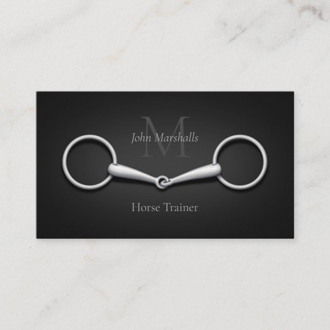 Carte De Visite Silver Snaffle Un Peu Élégant Monogrammé Equestrié (Devant)