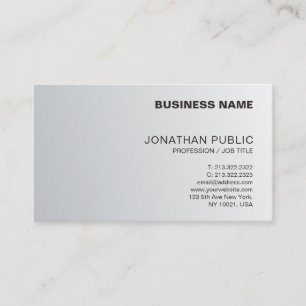 Carte De Visite Silver tendance Look Clean Chic Design Luxury Plai