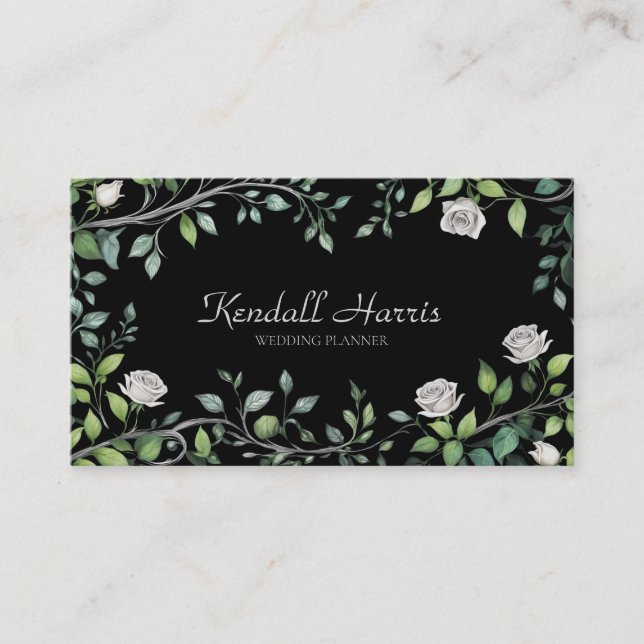Carte de visite Silver & White Rose (Devant)