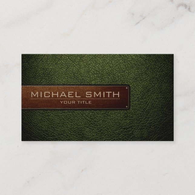 Carte De Visite Simili cuir vert d'armée de métier (Devant)