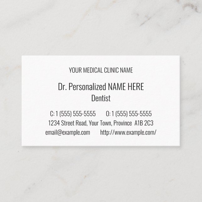 Carte de visite simple (Devant)