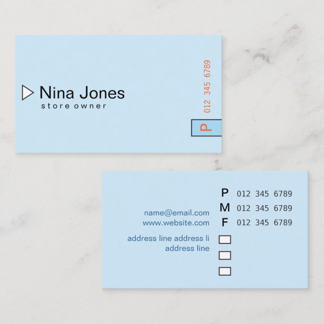 Carte De Visite simple #08 (Devant / Derrière)