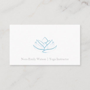 Carte de visite simple à fleurs de lotus bleu