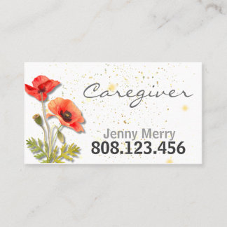 Carte De Visite Simple aide-soignant au pavot floral