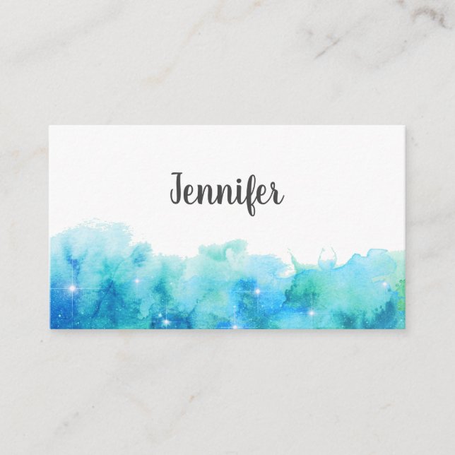 Carte De Visite simple aquarelle texture ajouter votre nom d'entre (Devant)