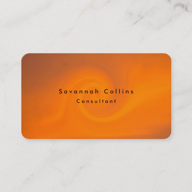 Carte De Visite Simple Arrière - plan orange minimaliste moderne (Devant)