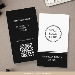 Carte de visite simple avec QR Code noir Logo