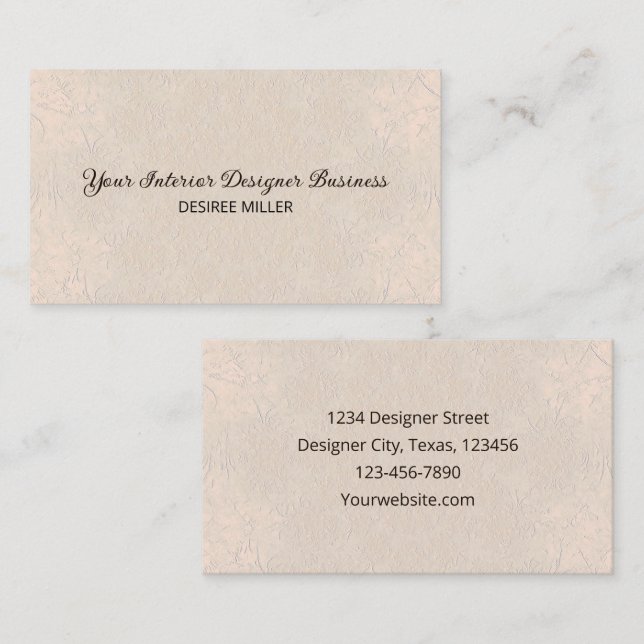 Carte De Visite Simple Beige Brown Simple Texture Élégante (Devant / Derrière)