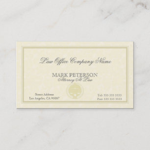 Carte De Visite Simple Beige Monochromatique Damas Procureur En Dr