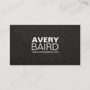 Carte De Visite Simple Black Faux Linen Professional
