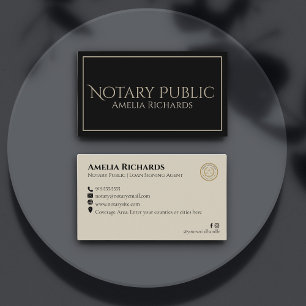 Carte De Visite Simple Black & Gold Elegant Frame Notaire Public