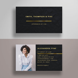 Carte De Visite Simple Black Gold Line Corporate Modern Photo