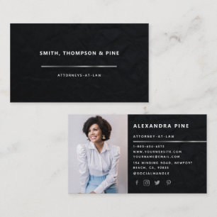Carte De Visite Simple Black Silver Line Entreprise Photo