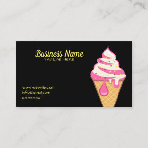 Carte De Visite Simple Black Sprinkings Ice Cream Cone Frosting
