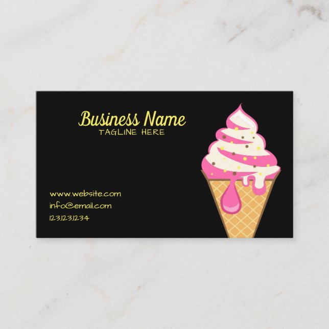 Carte De Visite Simple Black Sprinkings Ice Cream Cone Frosting (Devant)