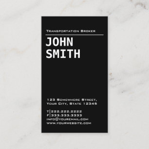 Carte de visite simple Black Transportation Broker
