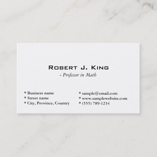 Carte De Visite simple, blanc (Devant)