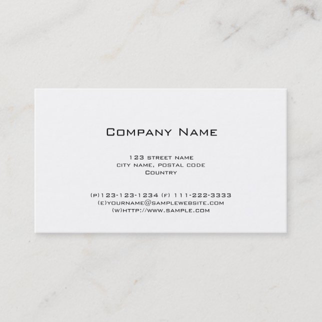Carte De Visite simple, blanc (Devant)