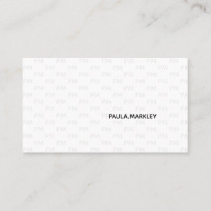 Carte De Visite Simple blanc clair gris moderne Motif Monogramme