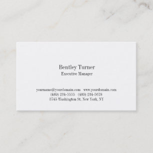 Carte De Visite Simple blanc classique professionnel