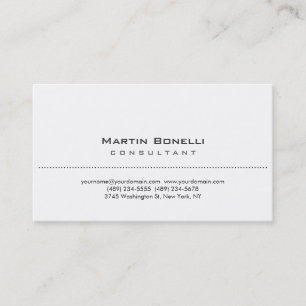 Carte de visite simple blanc moderne de conseiller