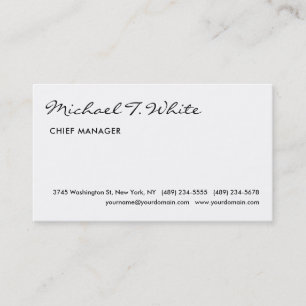 Carte De Visite Simple blanc moderne Script minimaliste Profession