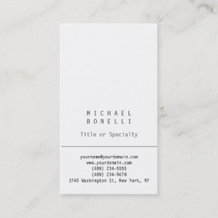 Carte de visite simple blanc vertical élégant
